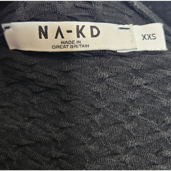 NA-KD Womens Structure Knit High Neck Cropped Top XXS Black Long Sleeve Stretch - Picture 8 of 12